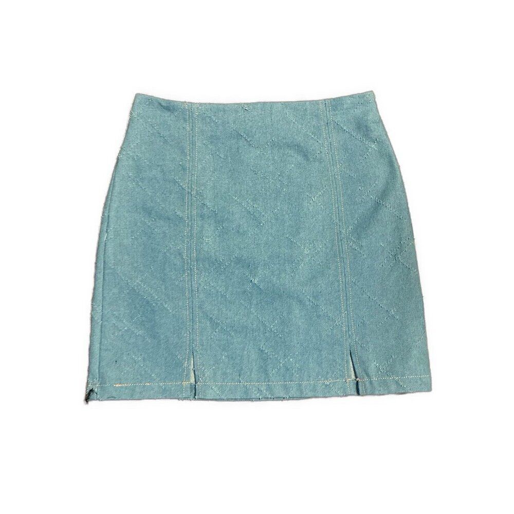 Kirious Los Angeles Women’s Solid Blue Jean Denim Cotton Mini Skirt Small